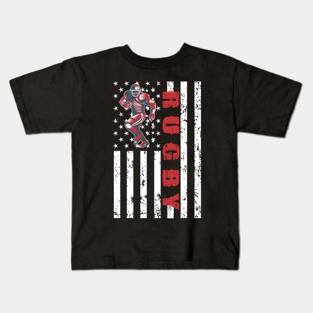 Rugby American Flag - US Sports Kids T-Shirt by Pannolinno